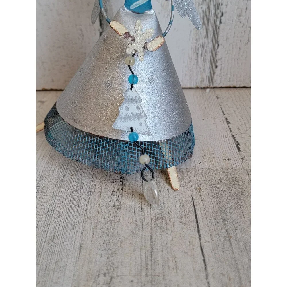 Vintage blue angel snowflake‎ ornament Xmas glitter
